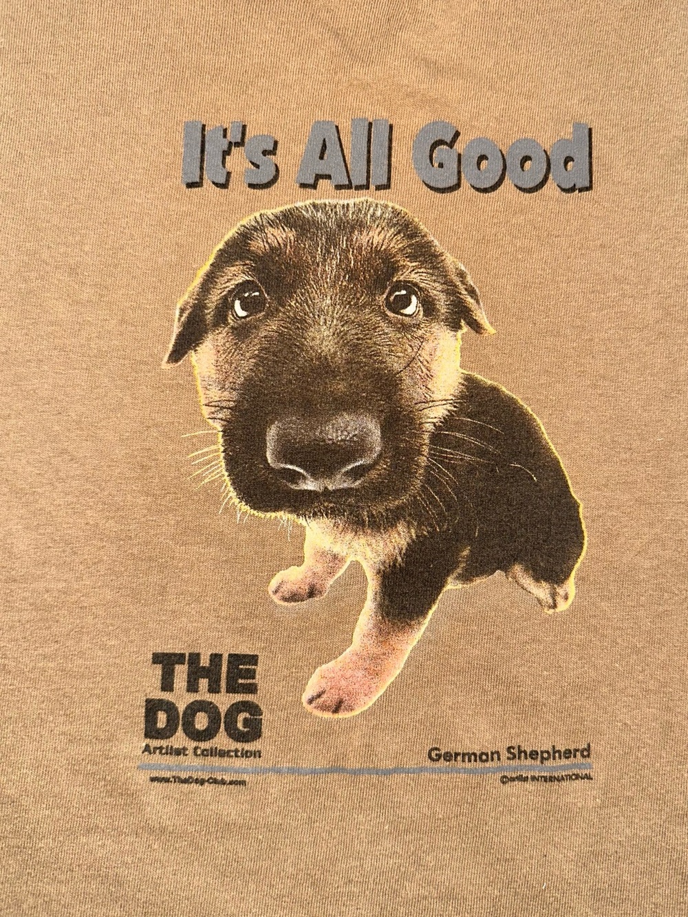 Vintage Y2K XL The Dog Artlist German Shepherd Collection Tan Shirt